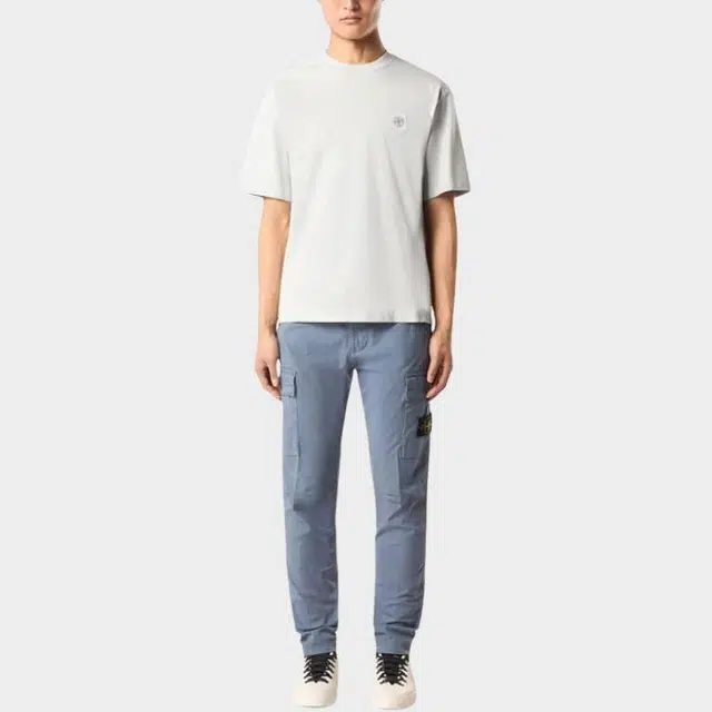 Stone Island Patch Crew Neck T-Shirt Gray White