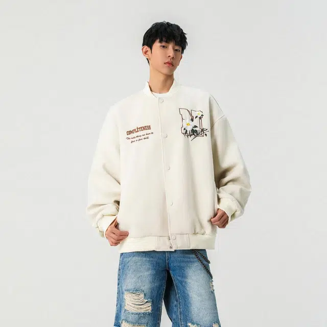 佐菲利  美式潮牌复古山茶花刺绣字母宽松百搭棒球服 男女同款