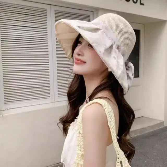 杨同学 【大沿遮阳】旅游 显脸小 防晒 折叠 太阳 聚酯纤维 渔夫帽 女款