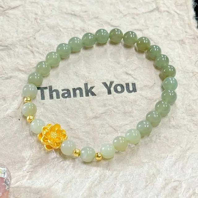 老凤祥 福运莲连 新中式简约百搭高级感莲花 和田玉手串 青白玉 女款