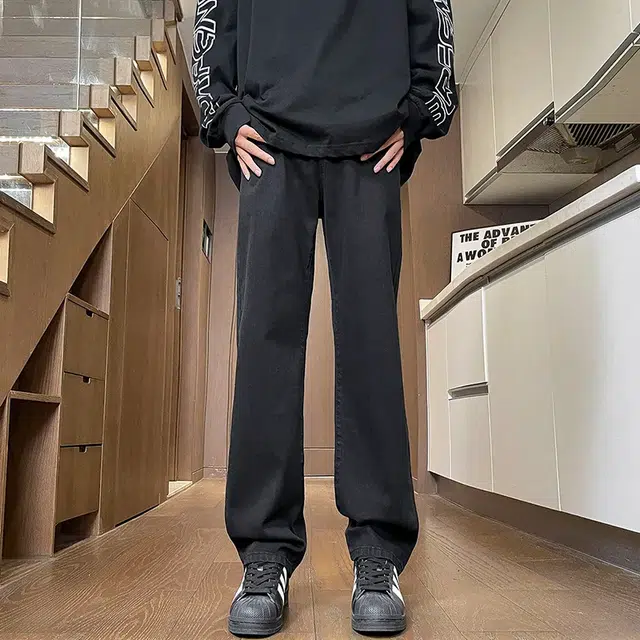 八哥 微喇美式水洗做旧弯刀长裤高街废土风潮牌纯色时尚垂感显高显瘦基础款百搭中腰修身窄版休闲运动牛仔裤 男女同款