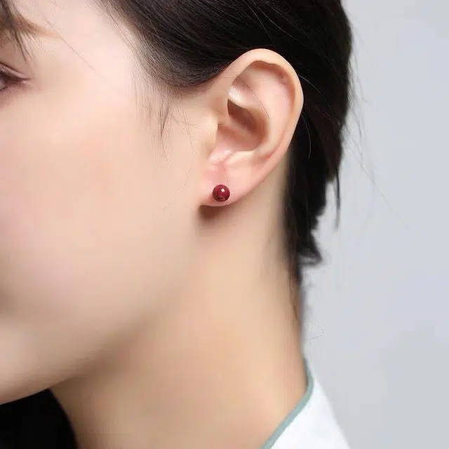 七小匠 国潮复古 小众设计 轻奢高级感 再造辰砂朱砂 耳钉 女款