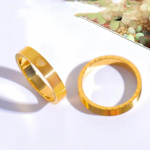 石在行 国潮新中式爱心年轮素圈 拉丝轻奢精致 简约大方 合金 戒指 男女同款情侣款