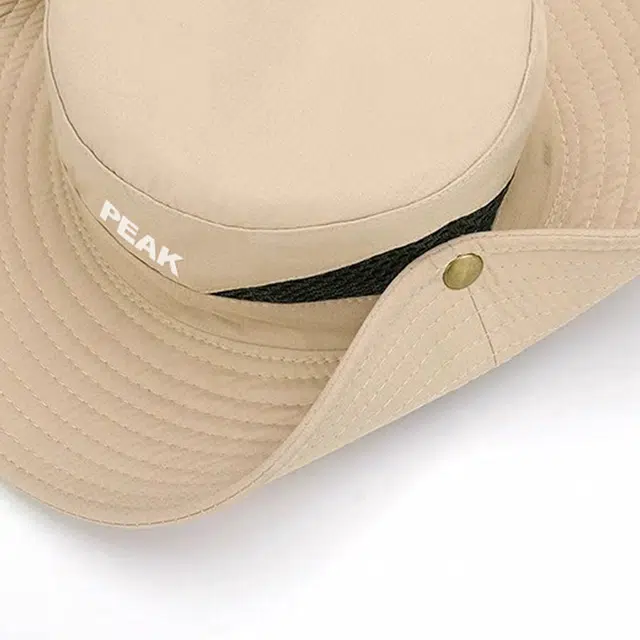 匹克 拼色设计字母印花装饰 聚酯纤维 渔夫帽 男女同款情侣款 卡其色