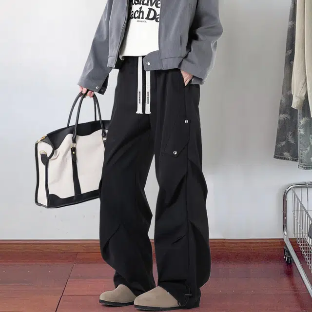 大卫贝肯 学院风美式潮流复古百搭简约耐磨透气宽松直筒休闲裤 男女同款