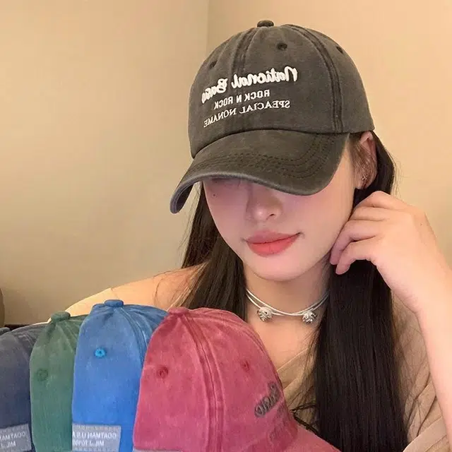 木林森 美式复古刺绣字母水洗做旧户外出行防晒遮阳时尚潮流百搭大头围显脸小 棉 鸭舌帽 男女同款情侣款