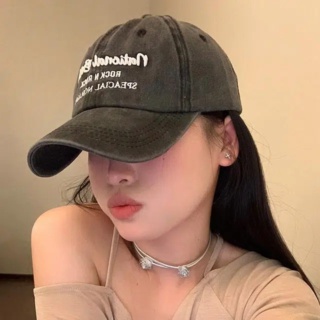 木林森 美式复古刺绣字母水洗做旧户外出行防晒遮阳时尚潮流百搭大头围显脸小 棉 鸭舌帽 男女同款情侣款