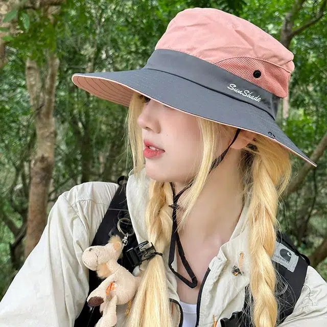 雅鹿优选 夏季拼色防水速干户外防紫外线遮阳防晒帽大帽檐遮脸钓鱼旅游登山 涤纶 渔夫帽 男女同款情侣款
