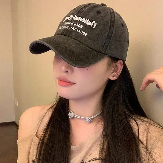 木林森 美式复古刺绣字母水洗做旧户外出行防晒遮阳时尚潮流百搭大头围显脸小 棉 鸭舌帽 男女同款情侣款