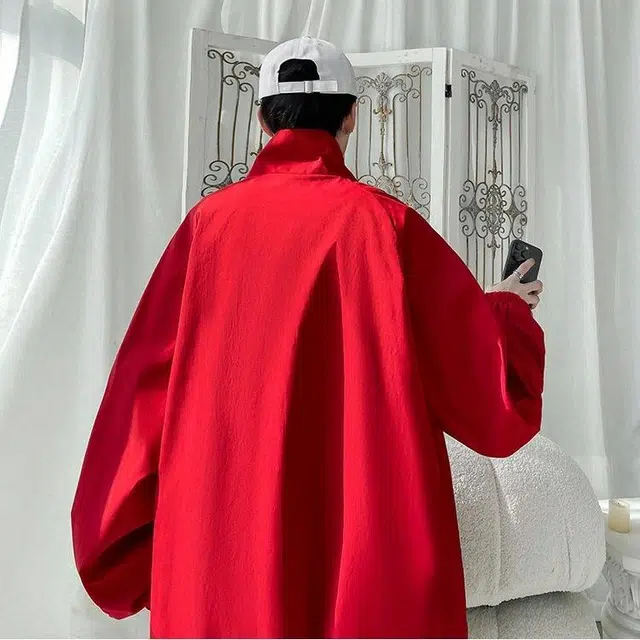 雅鹿 男士休闲潮牌时尚设计感金属飞机扣大码宽松外套夹克 男女同款