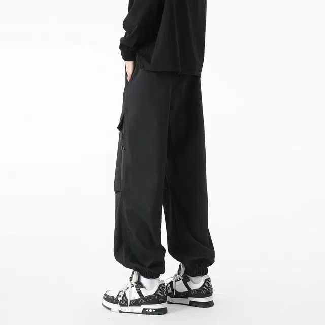 敦煌博物馆 美式街头复古机能风束脚褶皱伞兵大口袋宽松透气百搭休闲户外抽绳系带工装裤 男女同款