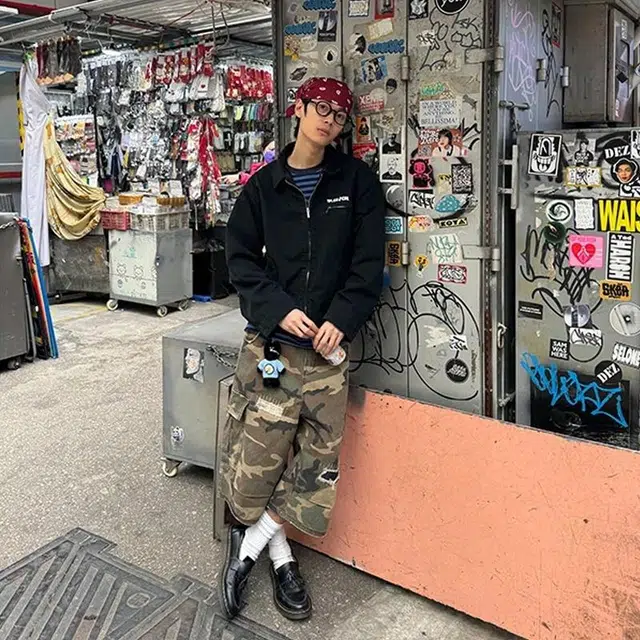 物质公式 美式高街复古重工破洞设计感水洗做旧日常通勤潮牌透气休闲宽松百搭牛仔短裤 男女同款 迷彩