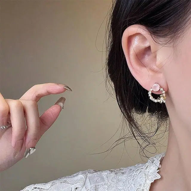 彤彤兔 韩系甜美蝴蝶结 合金 耳钉 女款