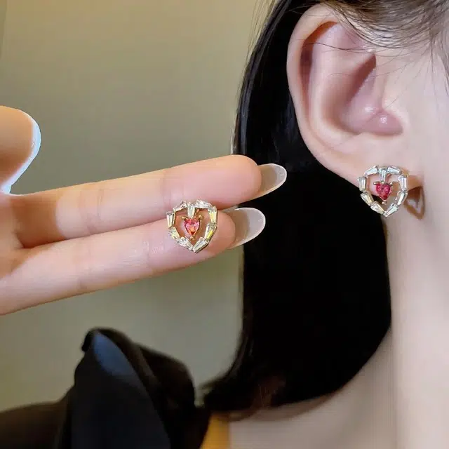 彤彤兔 韩版爱心 合金 耳钉 女款