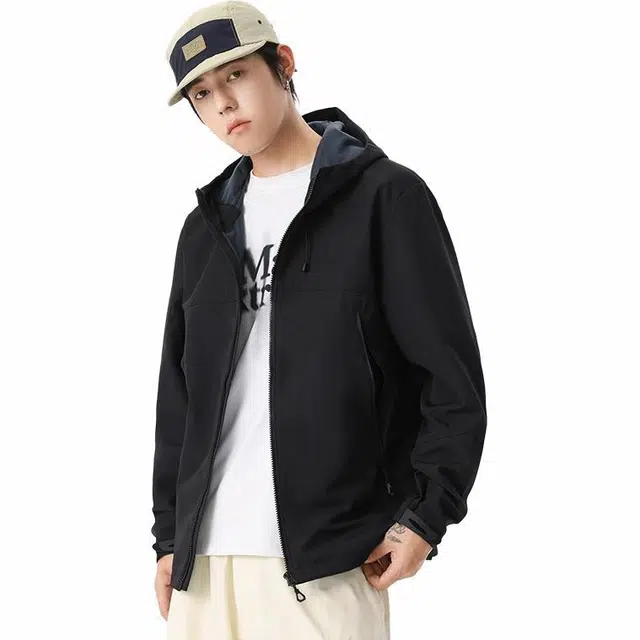 雅鹿  连帽外套撞色  防水防风透气耐磨冲锋衣 男女同款