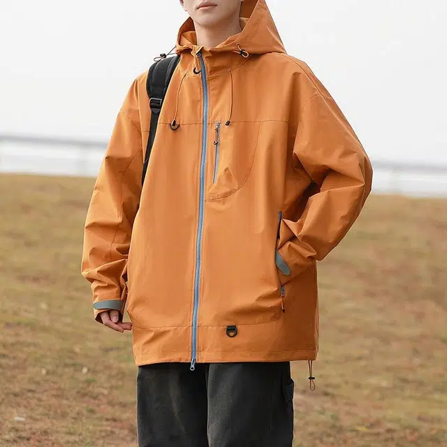 宾力克 美式工装连帽纯色防风防水运动百搭潮流夹克外套 男女同款