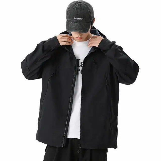 雅鹿  连帽外套撞色  防水防风透气耐磨冲锋衣 男女同款