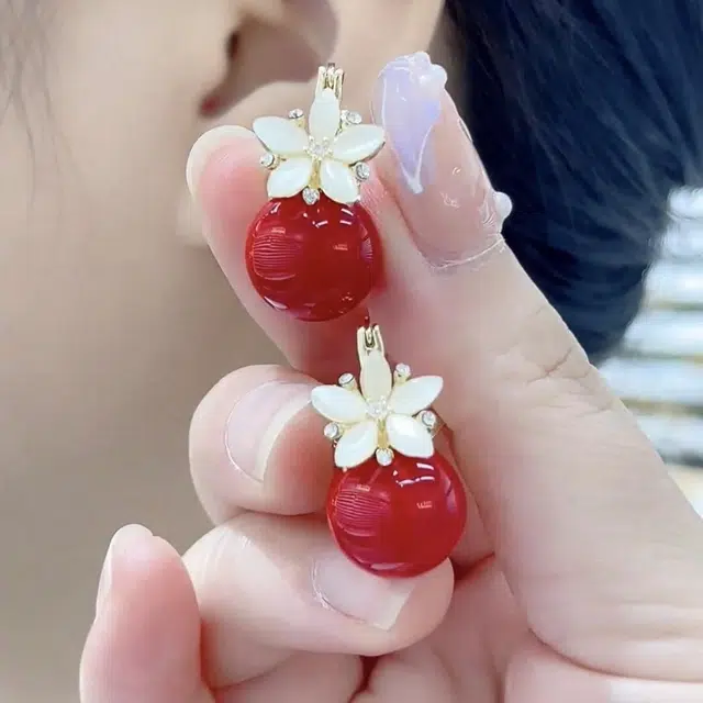 彤彤兔 高级感超仙优雅气质花朵 合金 耳环 女款