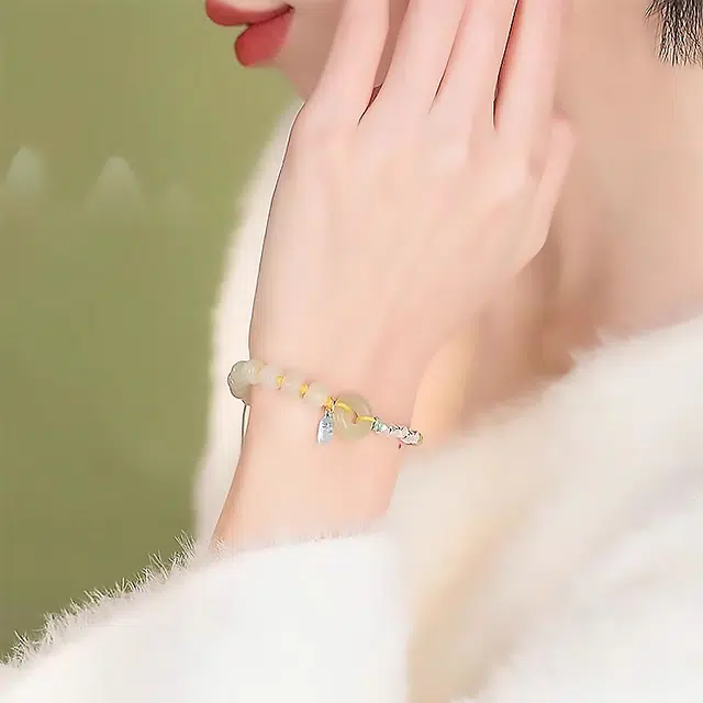 【赠暴富手机贴】 正大福 岁岁平安扣福牌 新中式国潮转运同心圆路路通精致经典高级感福气满满 #好运 玉髓 手链 男女同款情侣款
