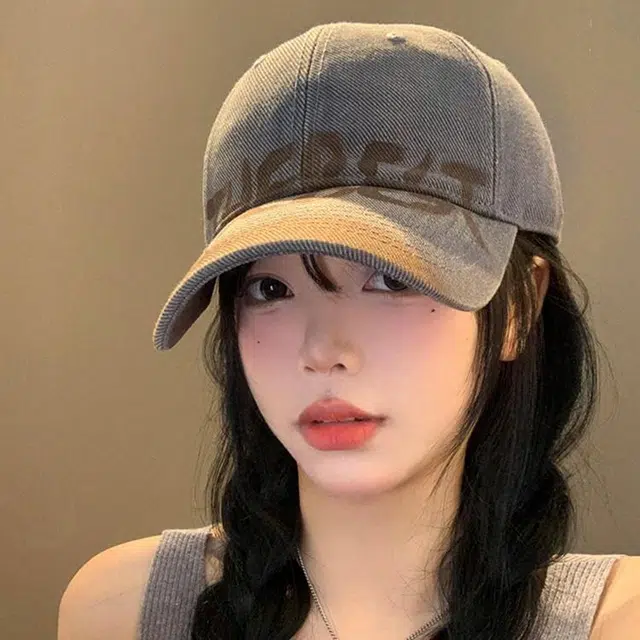 木林森 春夏季字母涂鸦做旧设计时尚潮流街头简约嘻哈小众油漆色拼接户外弯檐软顶防晒遮阳大头围显脸小 棉 鸭舌帽 男女同款情侣款