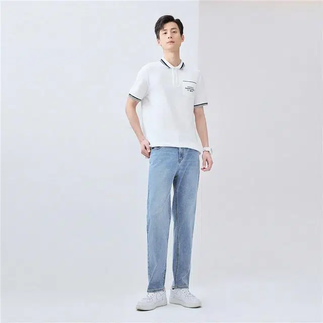 佐丹奴 洗水后袋袋花中腰修身长裤牛仔裤 男款