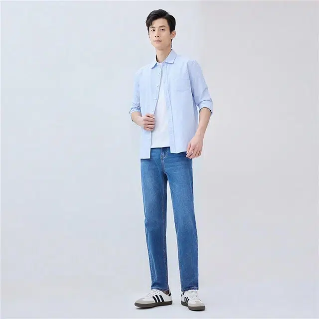 佐丹奴 洗水后袋袋花中腰修身长裤牛仔裤 男款