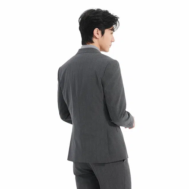 利郎 商场同款条纹含马甲商务休闲西装套装 男款 灰黑间色