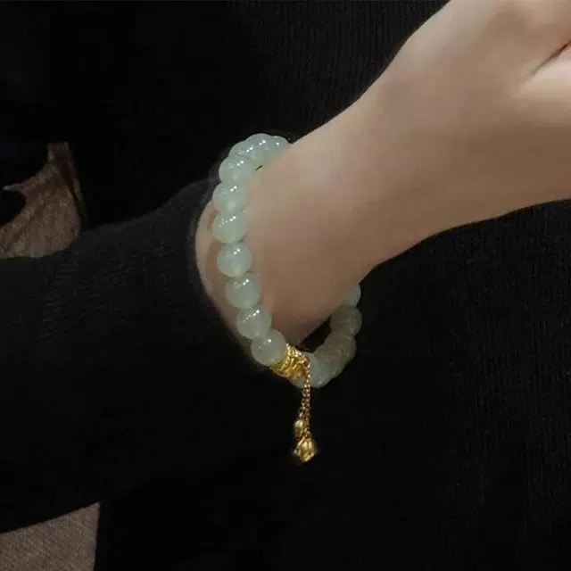 智玉云祥 六字箴言莲蓬莲子手饰#好运 新中式国潮转运两世莲欢路路通 和田玉手串 翠青玉 女款