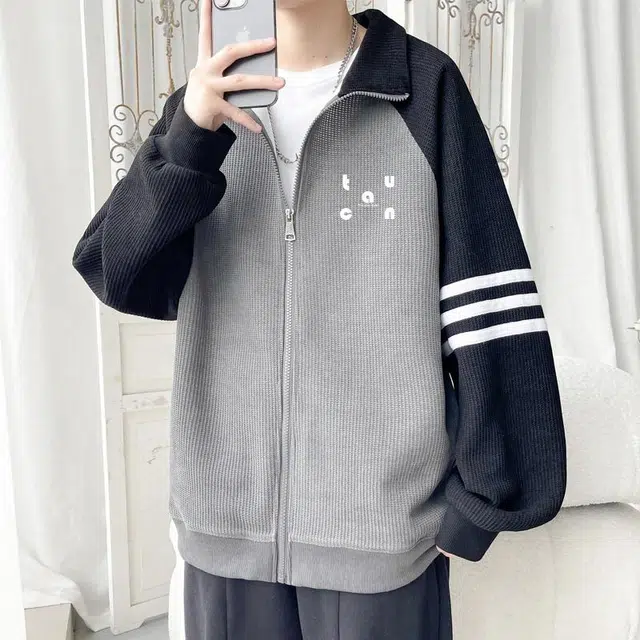 啄木鸟 立领美式高街复古宽松卫衣 男女同款 灰色