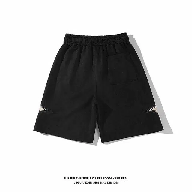 轻迎 夏季大码美式复古麂皮绒休闲短裤 男款