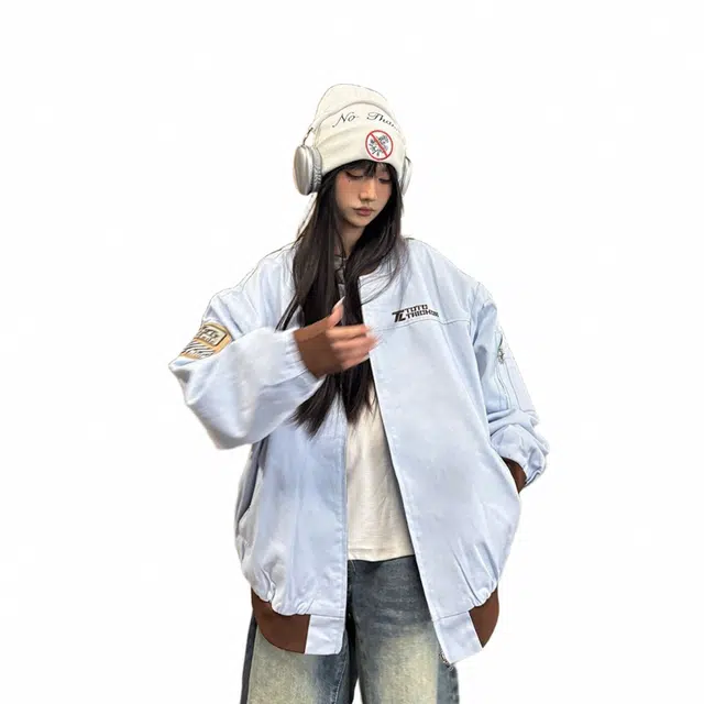 费尔岛上的猫  韩版宽松春秋款机能飞行夹克棒球服 男女同款