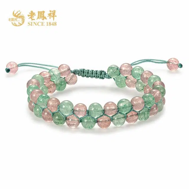 老凤祥 新中式 复古大方优雅 好运 暴富 桃花 事业转运健康上岸 寓意美好 日常通勤百搭 草莓晶 手串 女款