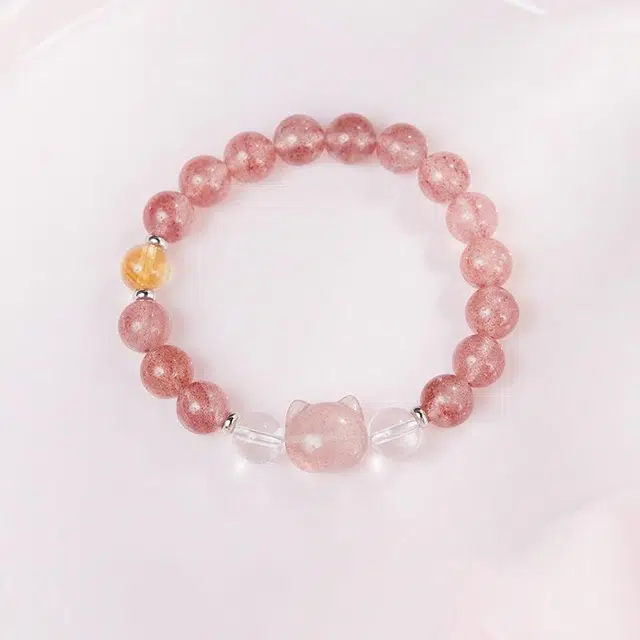 【甜美可爱】 老作坊 甜心猫咪 恋之华章 晶彩粉漾 显白转运仙女风 弹力可调节 水晶 手串 女款