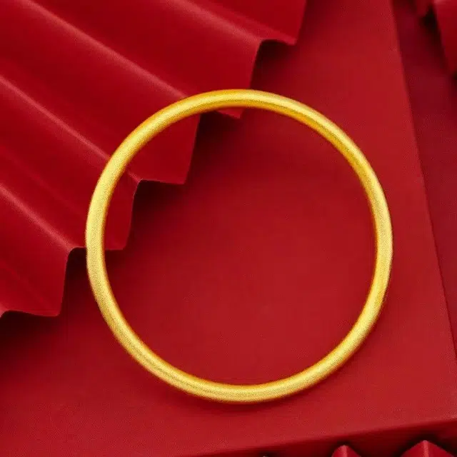 尚银福 蝴蝶结素圈系列 国潮新中式时尚优雅气质轻奢高级感 宫廷风简约小众设计古法金色镯子在逃公主手饰套装 合金 手镯 女款