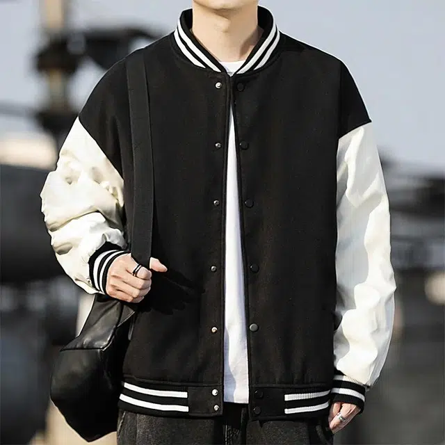 雅鹿 外套男春季潮流棒球领立领拼色宽松夹克情侣款时尚百搭上衣夹克 男女同款