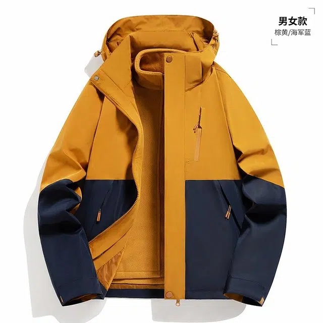 雅鹿  情侣款三合一时尚休闲可拆卸内胆两件套  防水防风保暖冲锋衣 男女同款