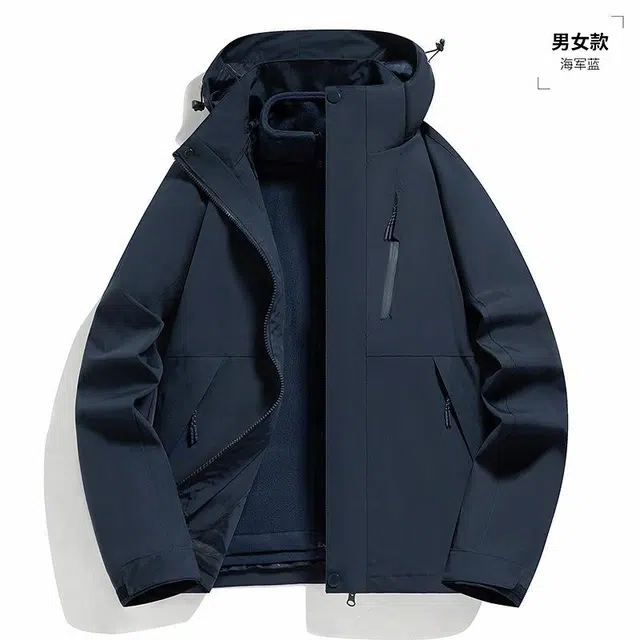 雅鹿  情侣款三合一时尚休闲可拆卸内胆两件套  防水防风保暖冲锋衣 男女同款