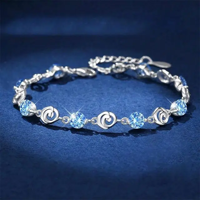 尚银福 玫瑰恋人 森系小清新时尚优雅气质轻奢高级感 甜美少女心小众创意设计花朵手饰 合金 手链 女款