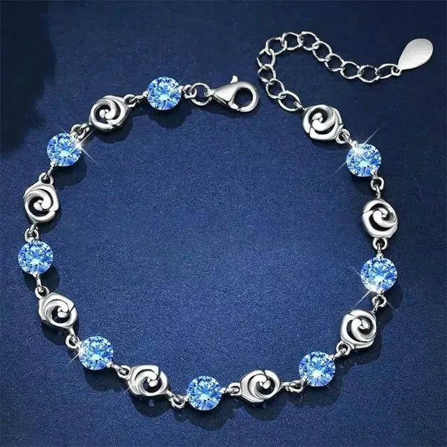 尚银福 玫瑰恋人 森系小清新时尚优雅气质轻奢高级感 甜美少女心小众创意设计花朵手饰 合金 手链 女款