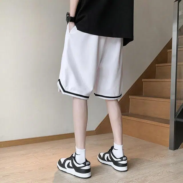 物质公式 篮球系列 条纹设计透气运动训练跑步爬山速干百搭针织五分裤纯色基础款美式高街直筒宽松休闲短裤 男女同款