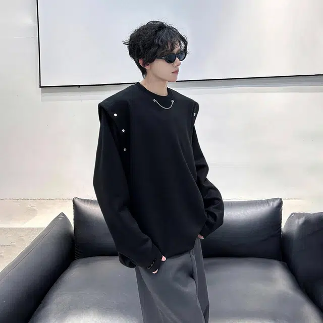 冰飞 美式复古高级感袖子可拆卸两穿宽松休闲舒适套头内搭上衣服潮牌潮流高街痞帅重磅圆领卫衣 男女同款