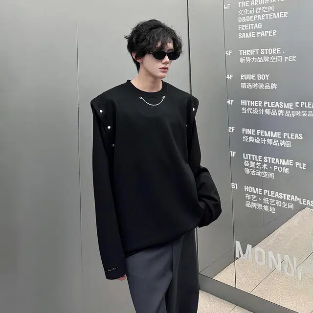 冰飞 美式复古高级感袖子可拆卸两穿宽松休闲舒适套头内搭上衣服潮牌潮流高街痞帅重磅圆领卫衣 男女同款