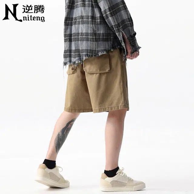 逆腾 美式印花纯棉宽松休闲短裤 男款