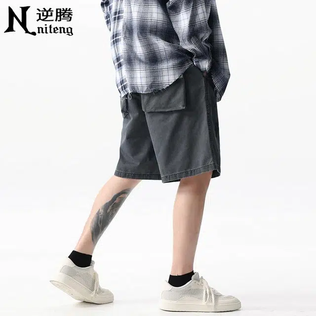 逆腾 美式印花纯棉宽松休闲短裤 男款