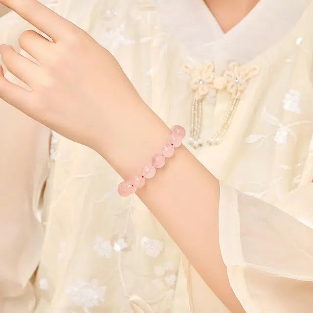 老凤祥 桃运绯然 新中式转运上岸粉晶珠串手饰 招桃花好运 小众简约高级设计感甜美可爱 粉水晶 手串 女款