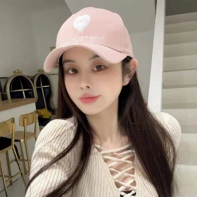 雅鹿优选 春夏季爱心字母刺绣户外出行防晒遮阳运动风四季百搭大头围显脸小 棉 鸭舌帽 男女同款情侣款
