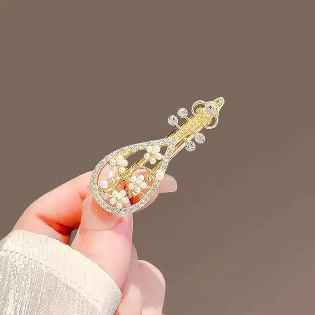 蒙妮 古风琵琶珍珠 合金 边夹发夹 男女同款情侣款
