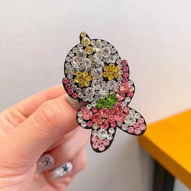 如花梦 经典相信光卡通皮料软底碎发掰掰夹 合金 发夹 女款