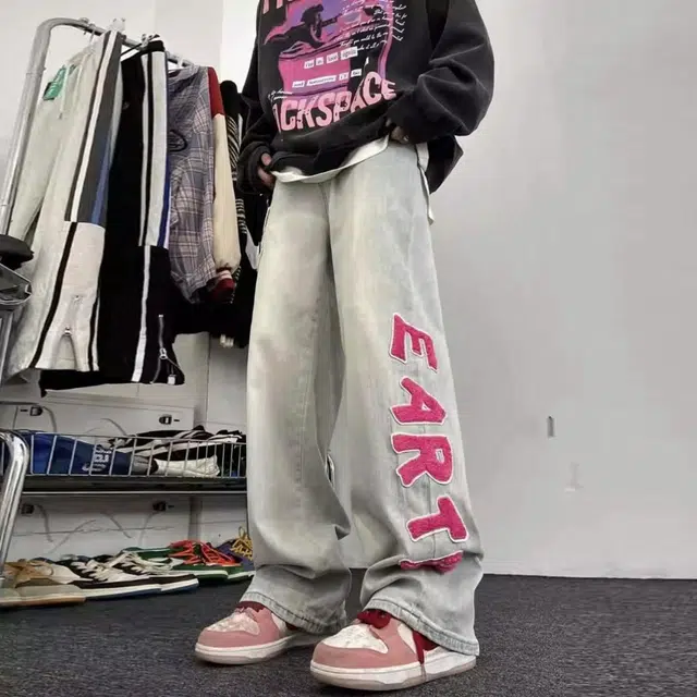 极限涡轮 美式复古潮流时尚百搭牛仔裤 男女同款 黄泥色