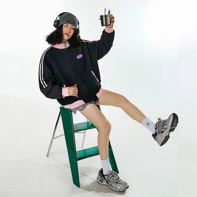 稻草人 美式复古品牌图像印花宽松休闲撞色拉链立领开衫卫衣 男女同款
